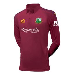 Riddings CC Masuri Maroon Chevin Cricket Playing Shirt L/S  Snr
