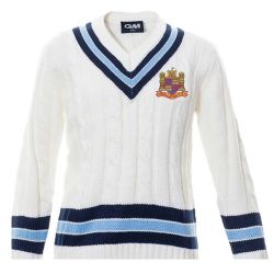 Wollaton CC G&M Knitted Cricket Sweater Navy/Sky Snr