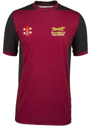 Brasted Chart & Toys Hill CC GN Pro P T20 Cricket Shirt SS Maroon  Snr