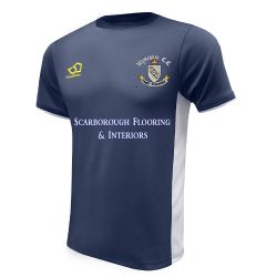 Wykeham CC Masuri Cricket Training Shirt Navy with sponsor  Jnr
