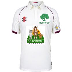 Blyth CC GN Matrix Maroon trim Cricket Shirt S/S Snr